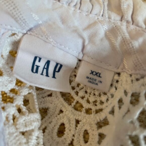 Gap Crochet Lace-Trim Mockneck Blouse white romantic Goth cotton blend boho:XXL - Picture 3 of 5